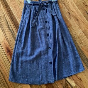Chambray Midi Button Skirt